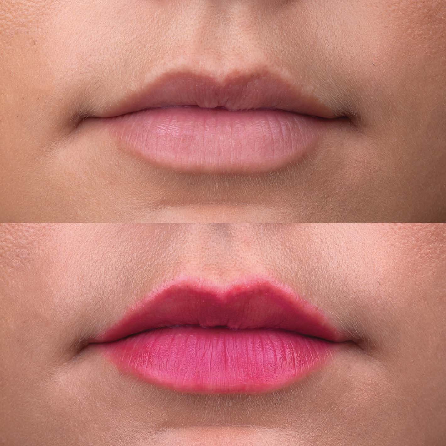 pH-reaktiver Lippenbalsamstift (vorher/nachher)