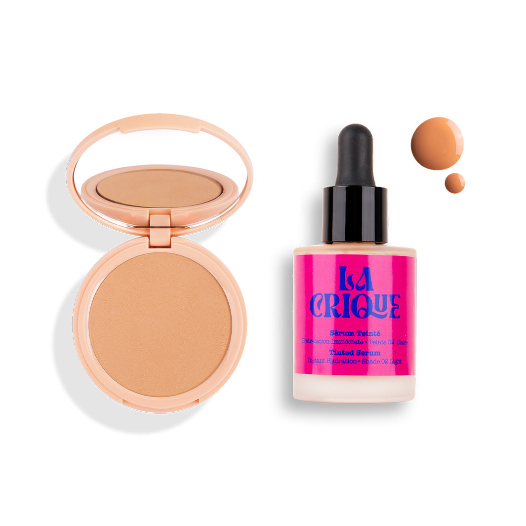 Duo look Teint Naturel Parfait 02 - Tinted Serum 02 Clear + Mattifying Powder 02 Peach Skin